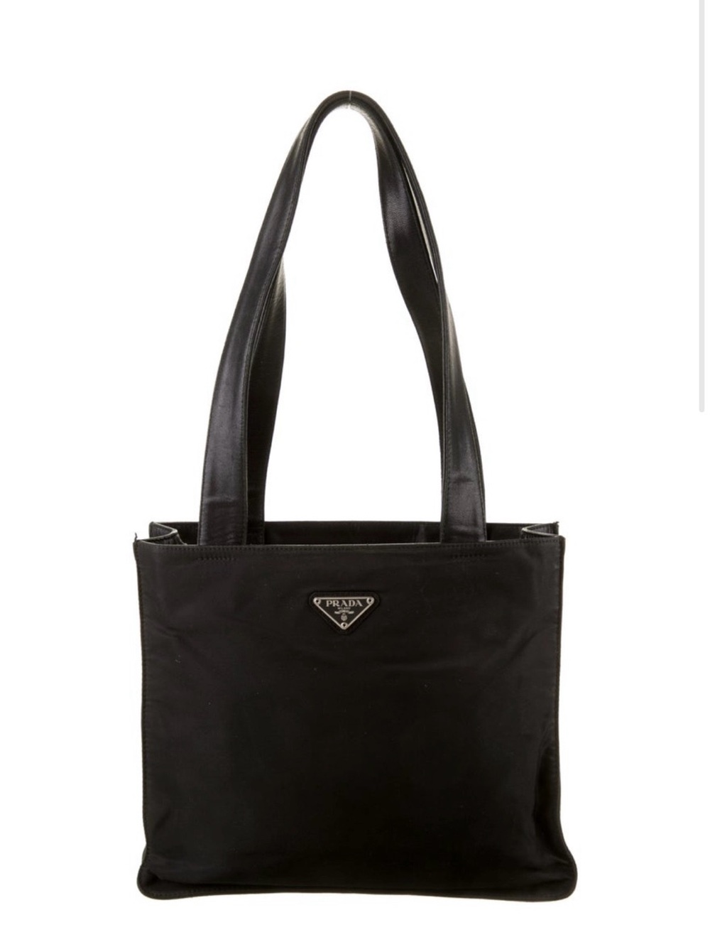 Prada Black Nylon Tote with Leather Straps
